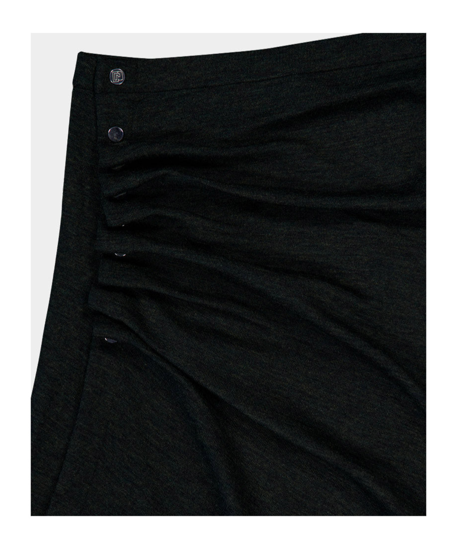 Rabanne Asymmetric Gathered Midi Skirt In Black