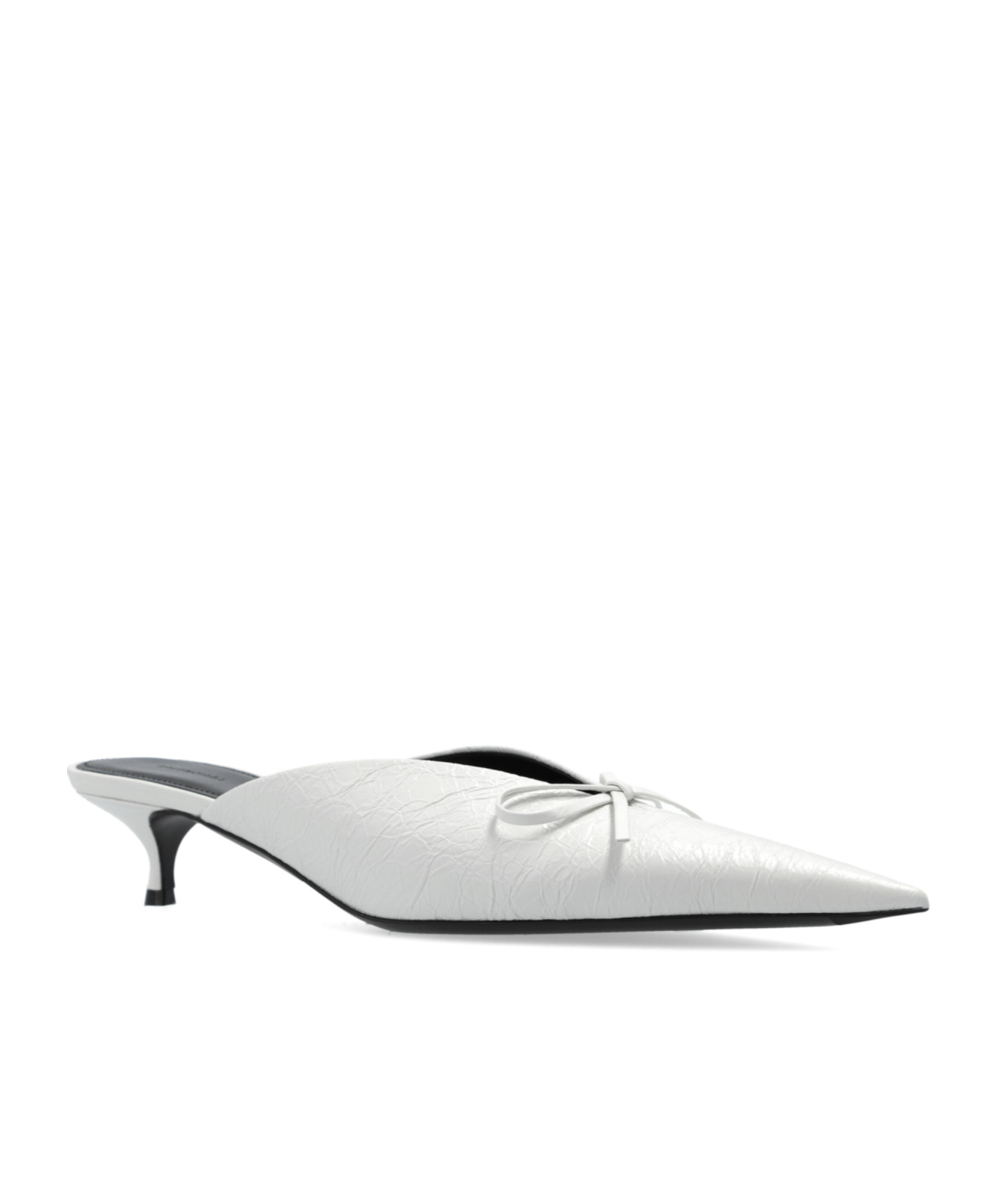 Balenciaga 40mm Pointed-toe Leather Mules In White