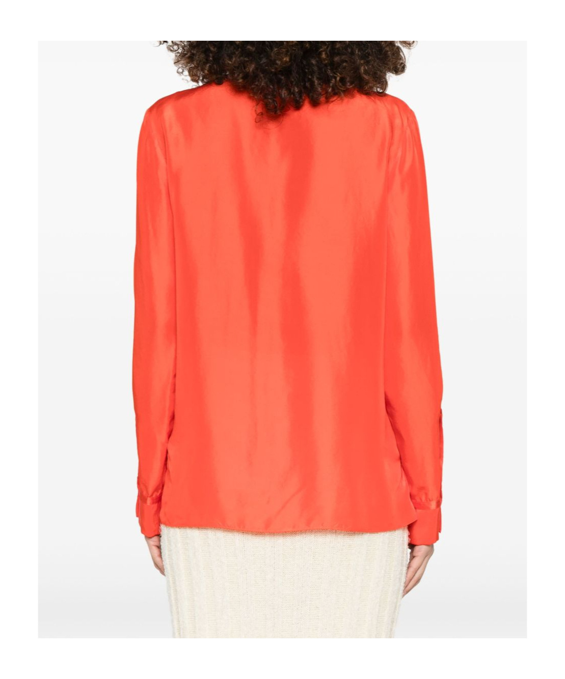 Forte Forte Habotai Orange Shirt With Mandarin Collar And Chest Pocket In Silk Woman In Orange