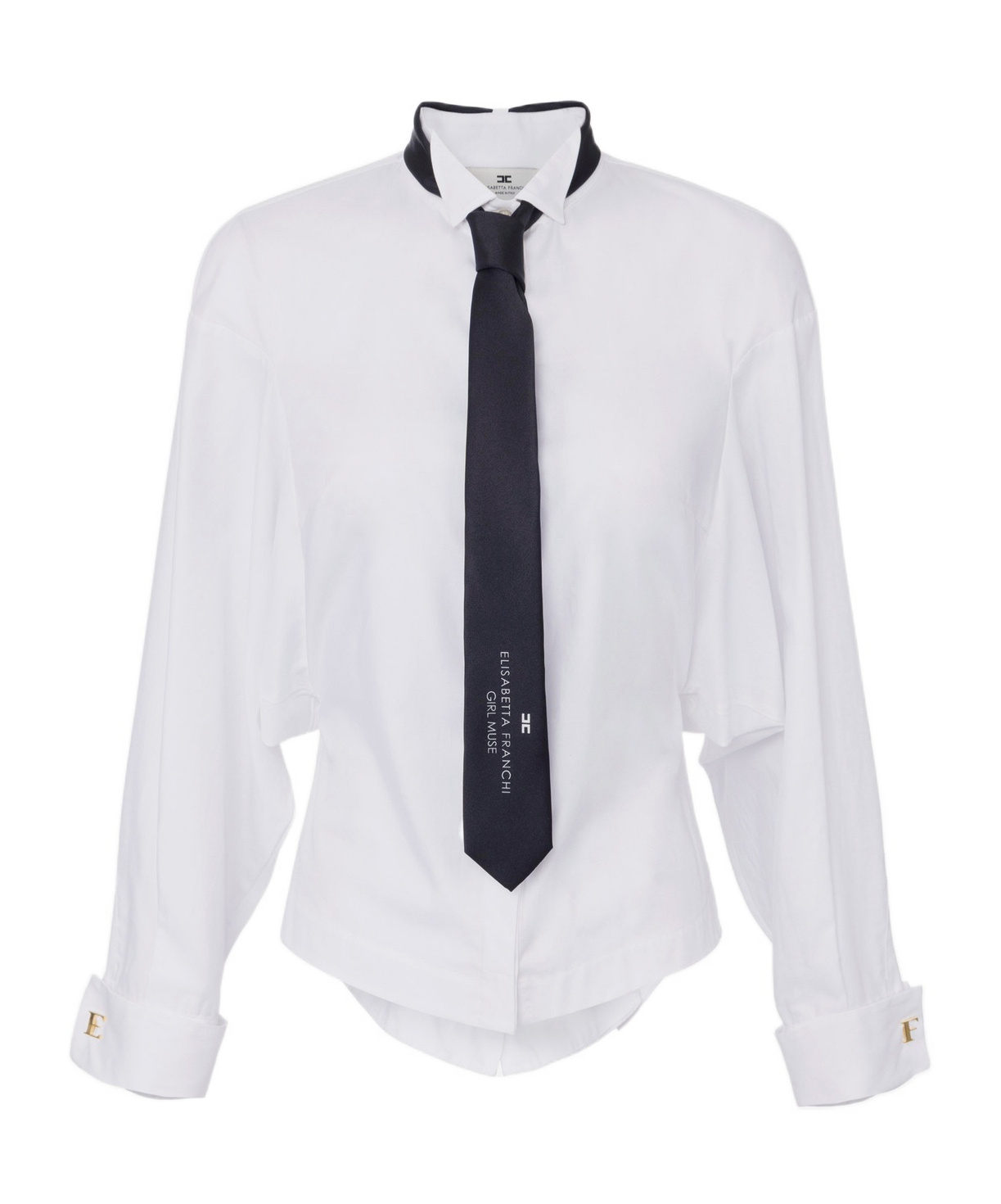Elisabetta Franchi Cotton Poplin Shirt With Tie