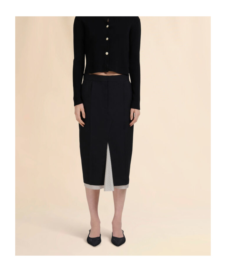 Marni Black Wool Midi Skirt With Visible Lining In Black