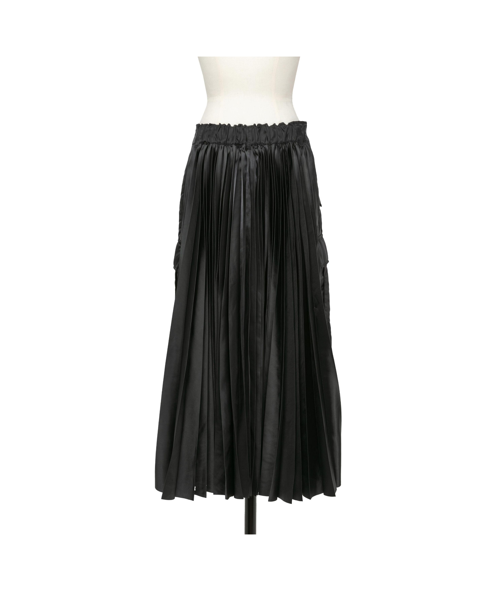 Sacai Pleated Gathered Mid-rise Skirt In Black
