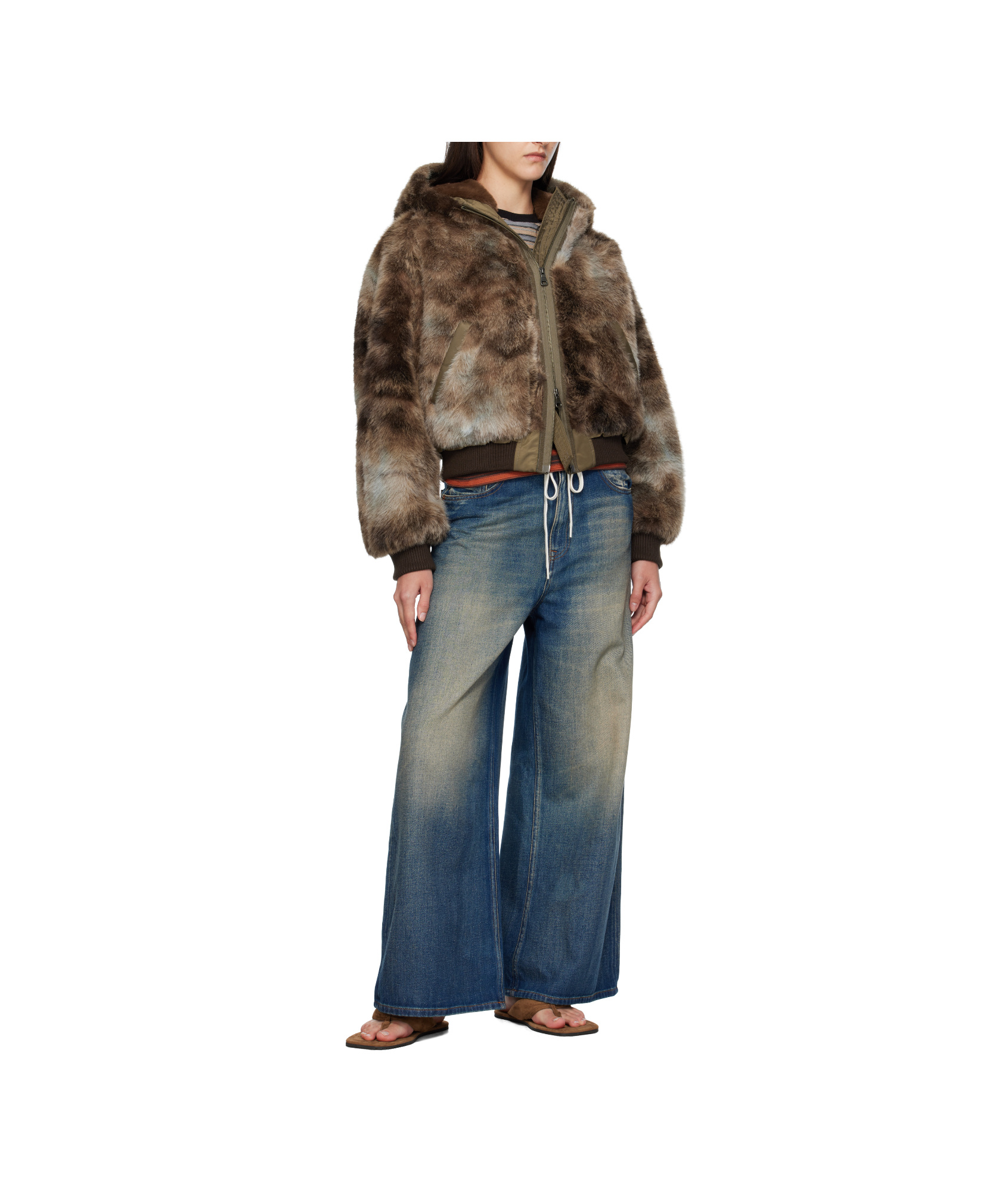 Andersson Bell Vanessa Faux Fur Jacket In Brown