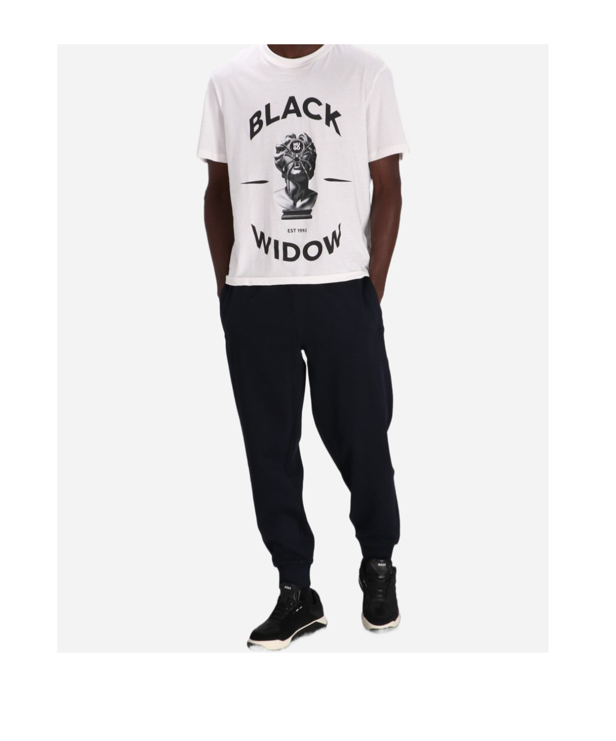 Hugo Boss Mens Drawstring-waist Slim-fit Tapered-leg Cotton-jersey Jogging Bottoms Black In Black