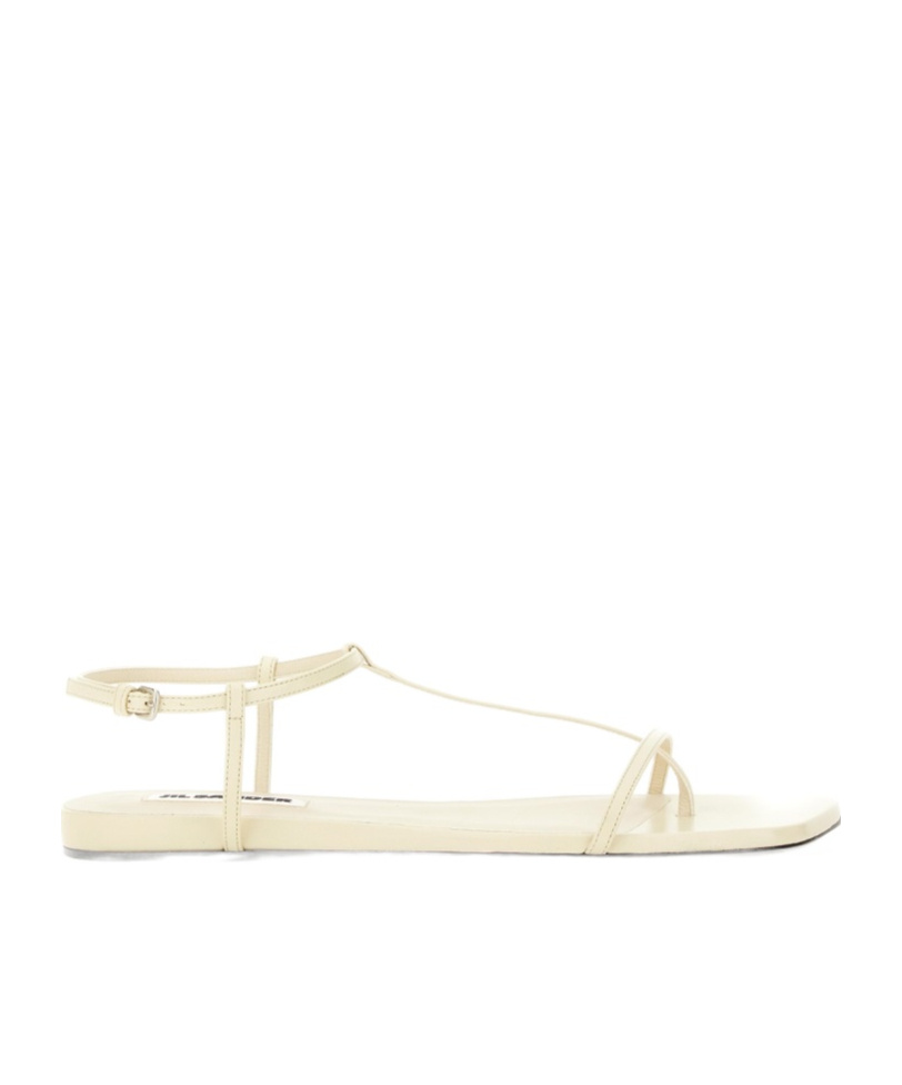 Jil Sander 10mm Leather T-bar Sandals In Nude