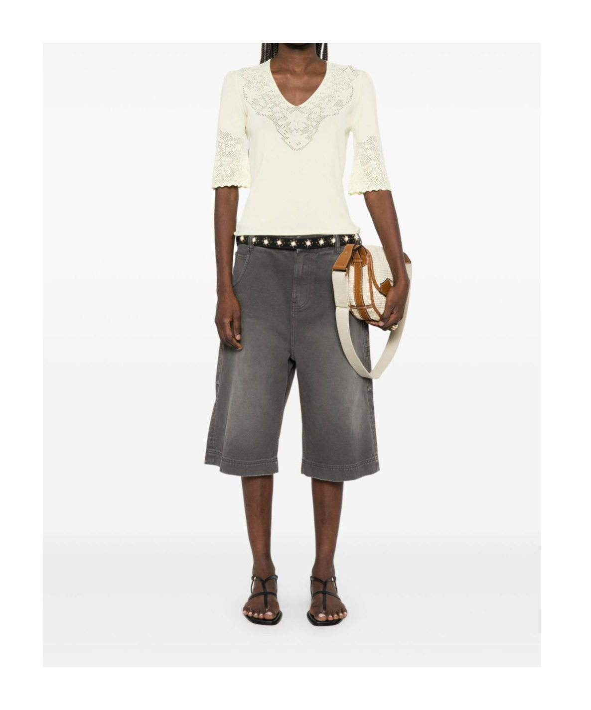 Shop Twinset Pointelle-detail T-shirt