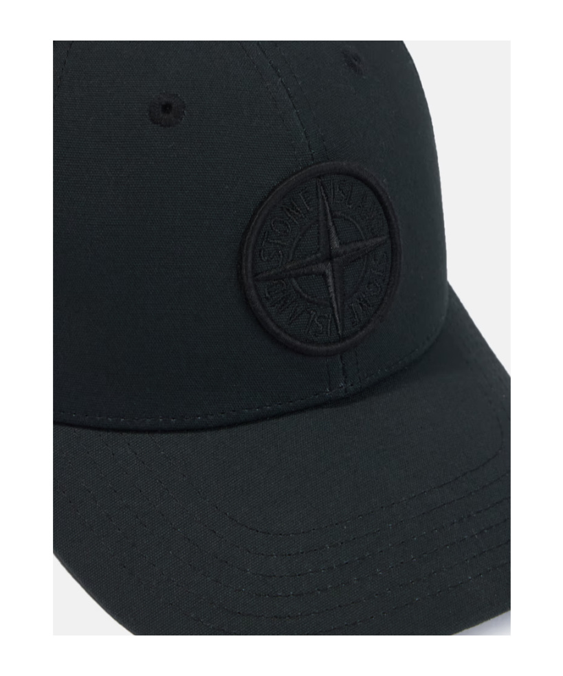 Shop Stone Island Compass Embroidered Curved Peak Cap In Black