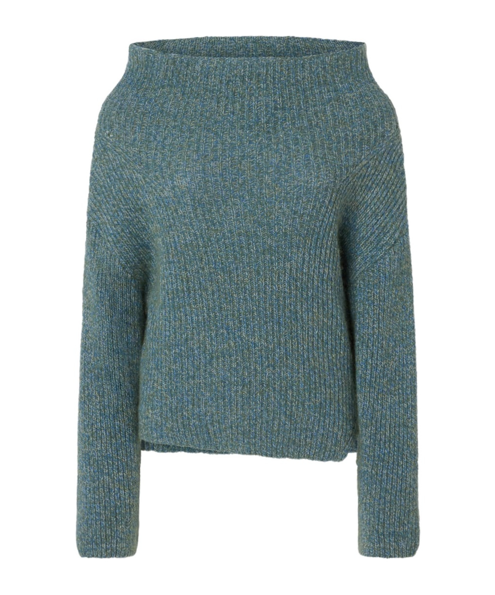 Pinko Multicolor Asymmetrical Ribbed Sweater In Green
