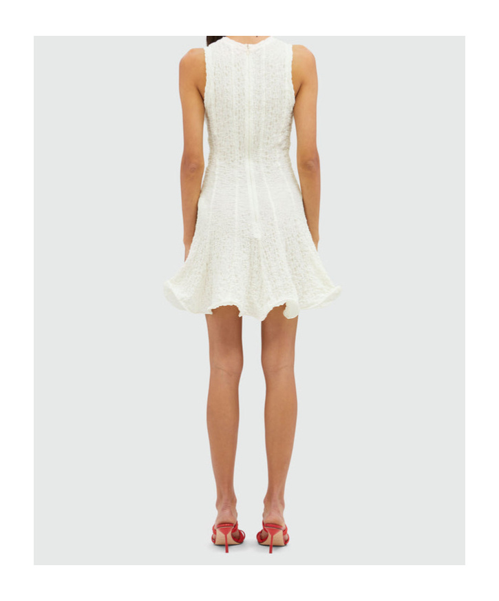 Msgm Sleeveless Textured-finish Mini Dress In White