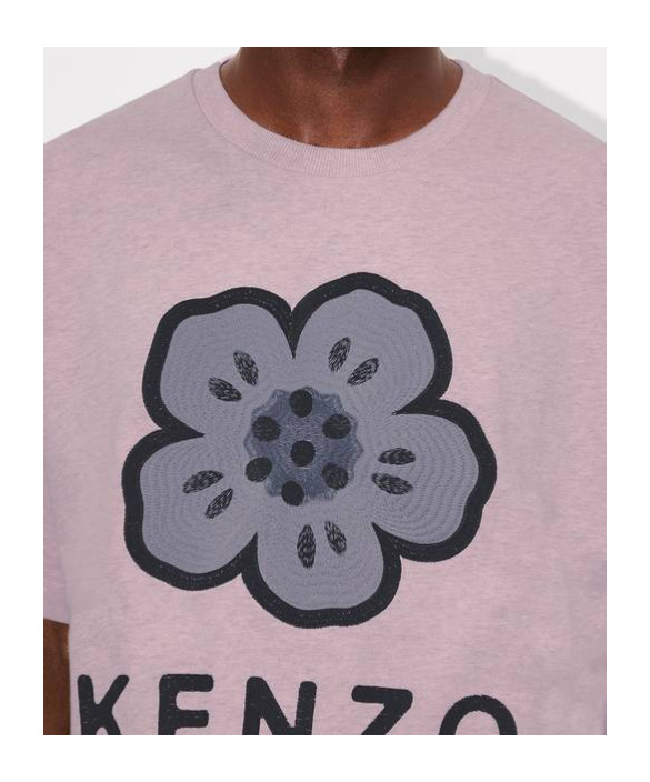 Kenzo Boke Flower Embroidered Oversized Cotton T-shirt Clothing In Pink