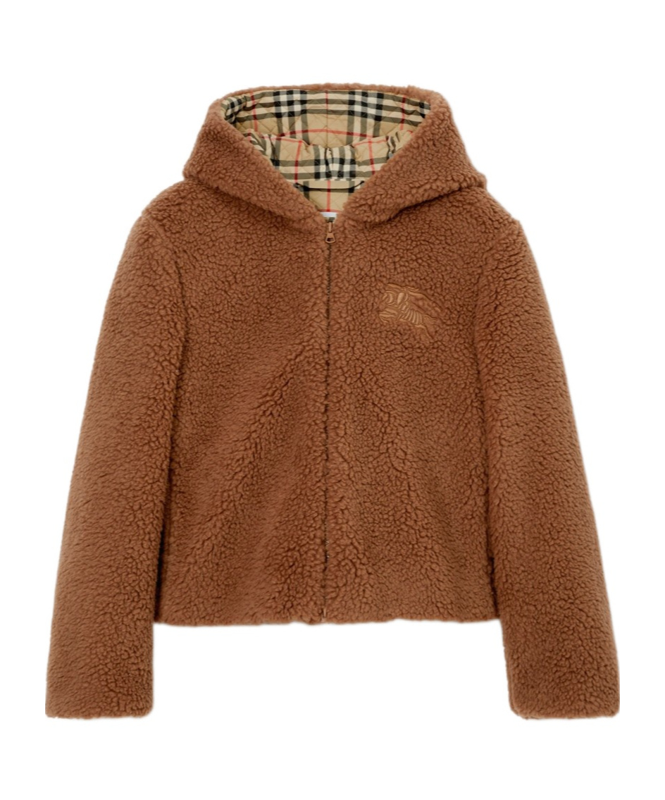 Burberry Logo-embroidered Fleece Jacket In Brown