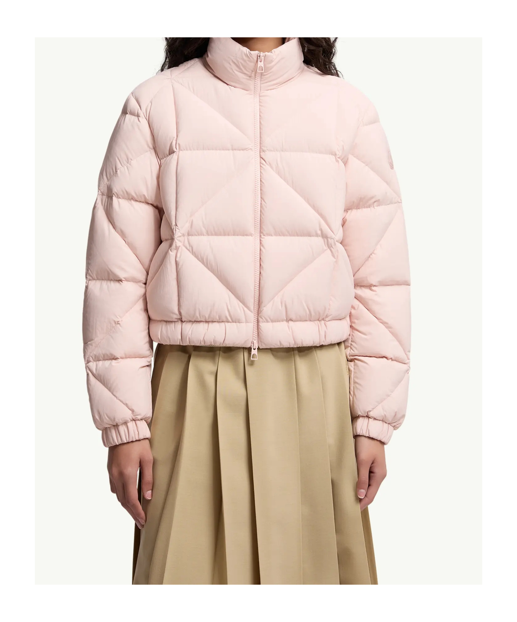 Moncler Long-sleeved Down Jacket In Pink