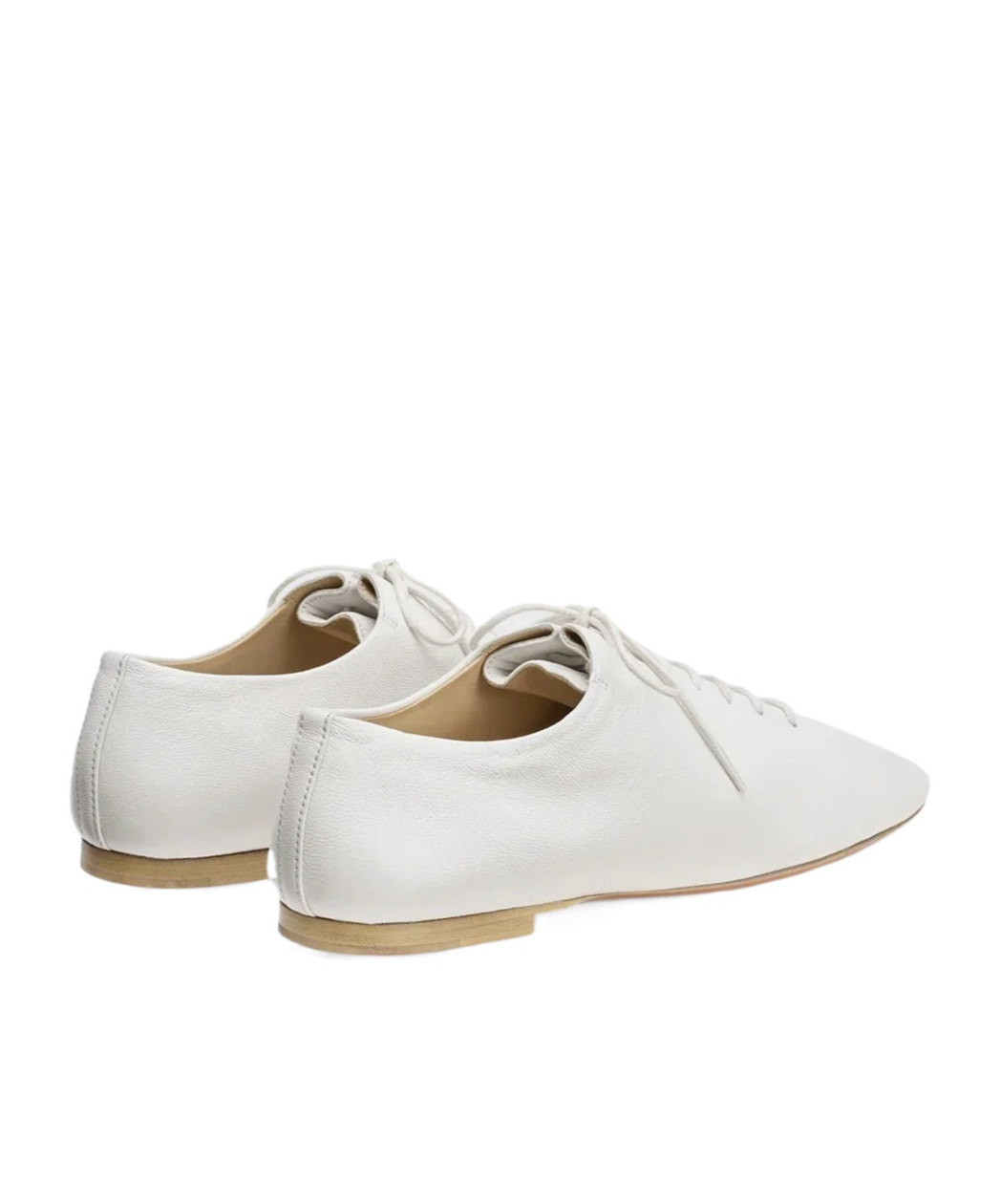 Lemaire Souris Lace Up Leather Heel Shoes In White