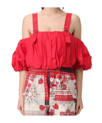 Pinko Adjustable Cropped Top In Red