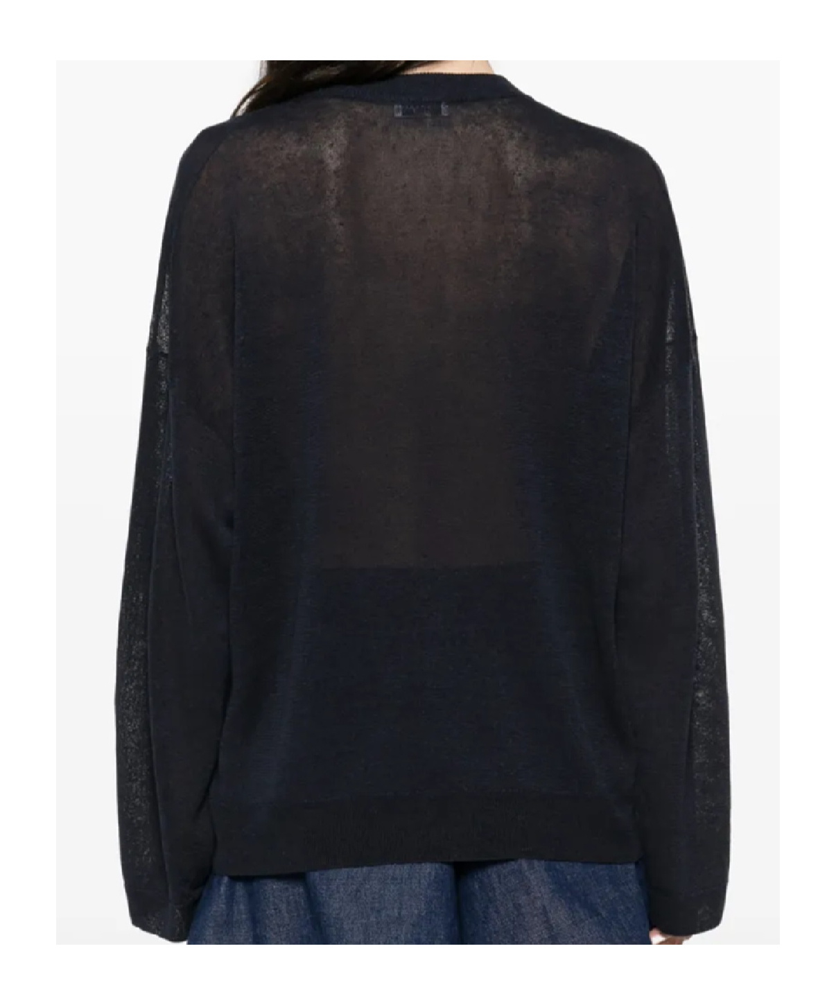 Brunello Cucinelli Long-sleeve Relaxed Fit Sweater With Pocket Detail In Blue