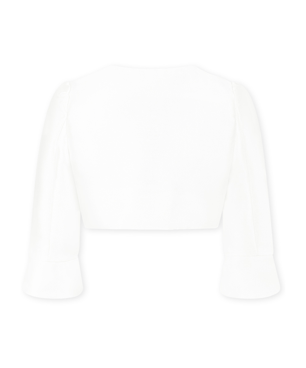 Monnalisa Round Collar Short Jacket In White