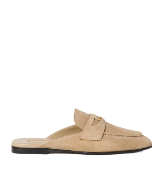 Miu Miu Suede Slippers In Nude