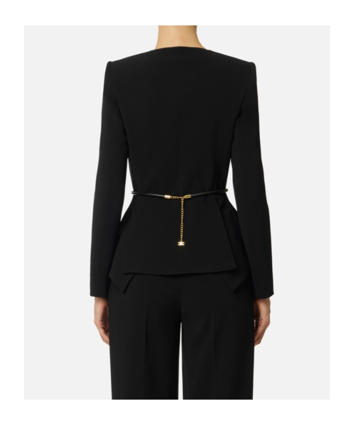 Elisabetta Franchi Belt Lightweight Crêpe Jacket In Black