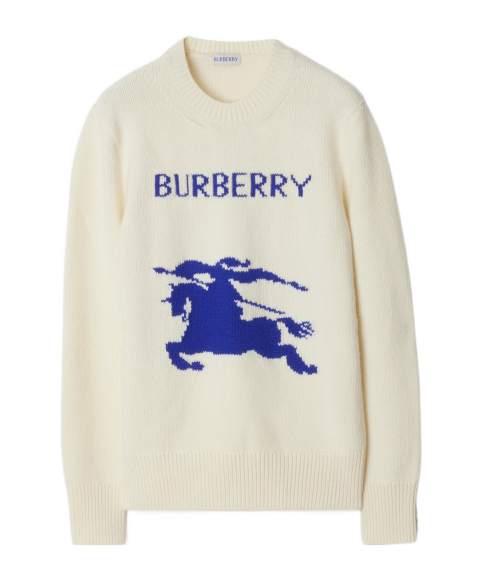 Burberry Ekd Intarsia Knit Wool Sweater In Nude