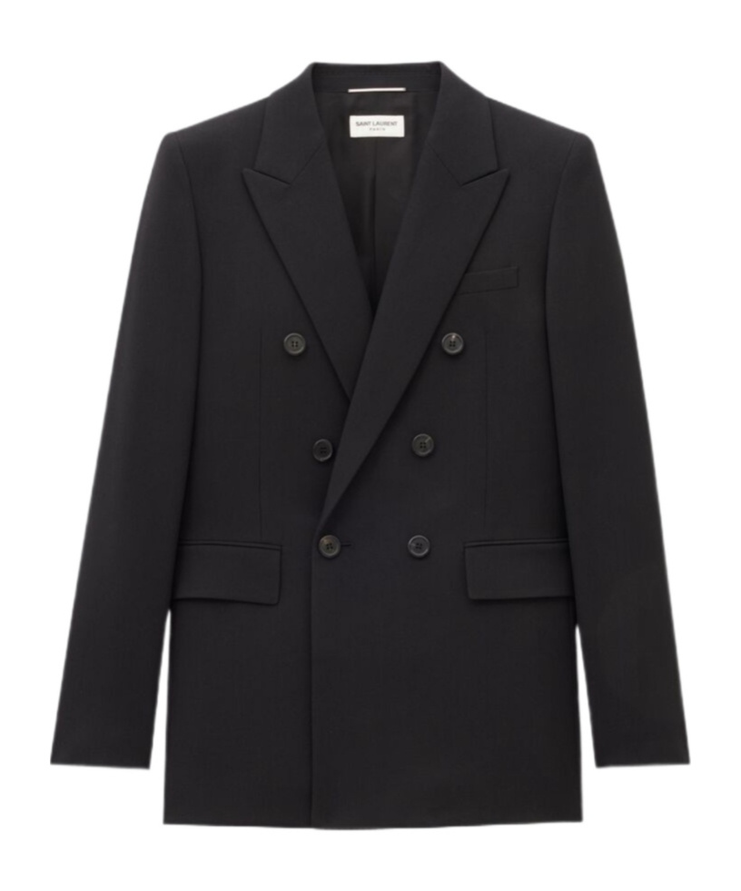 Saint Laurent Double-breasted Wool Jacket In Black