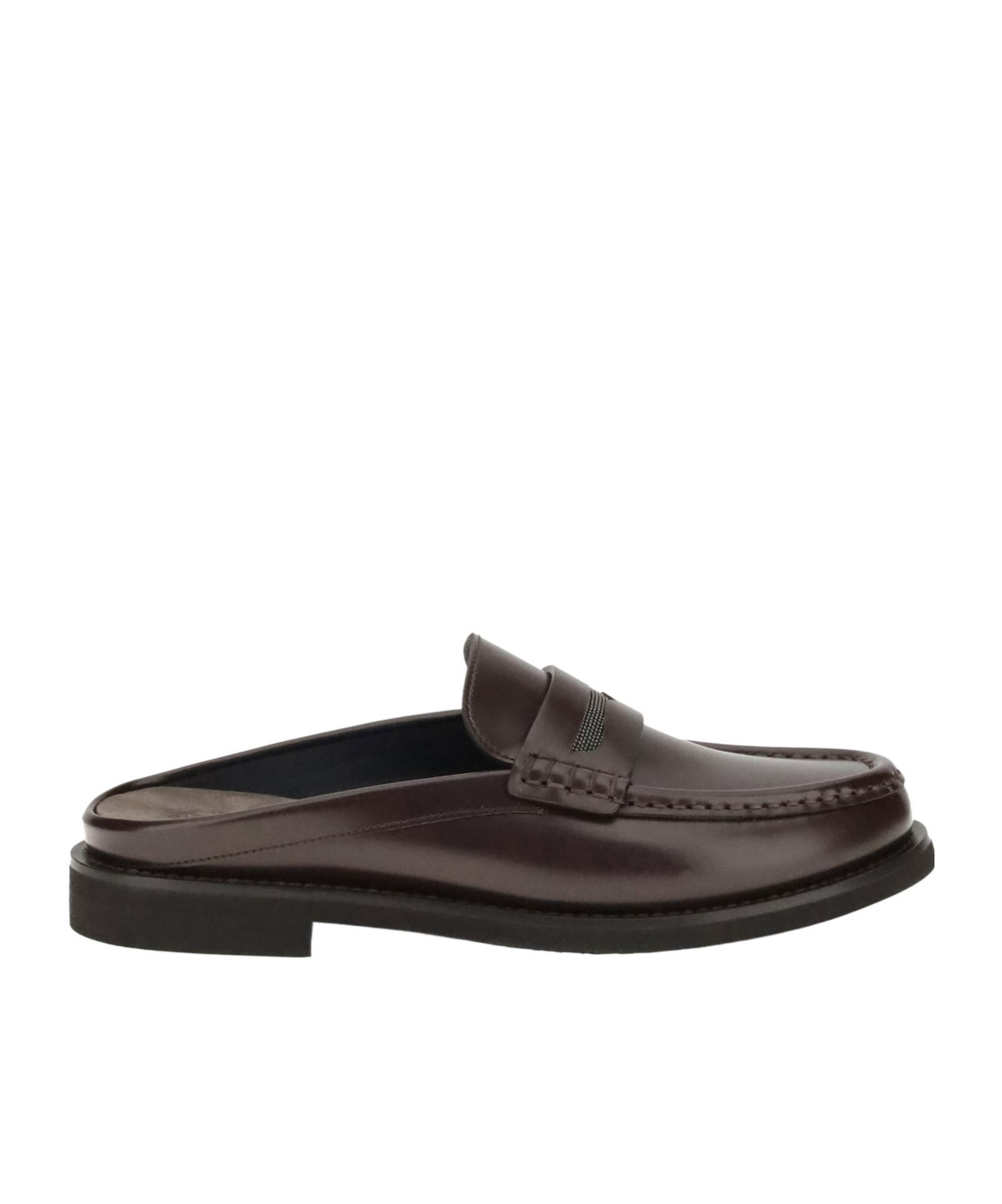Brunello Cucinelli Refined Leather Loafers With Shiny Jewels In Black
