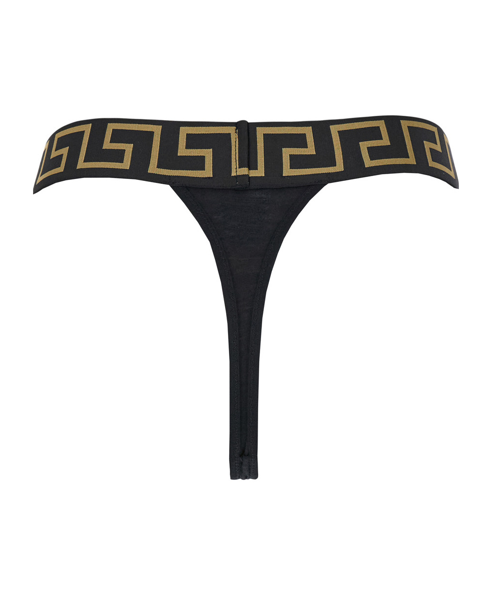 Versace Stretch Cotton Briefs With Logoed Elastic Band In Black
