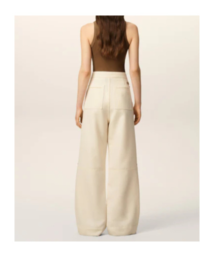 Ami Alexandre Mattiussi White Wool Zipped Trousers In Neutral