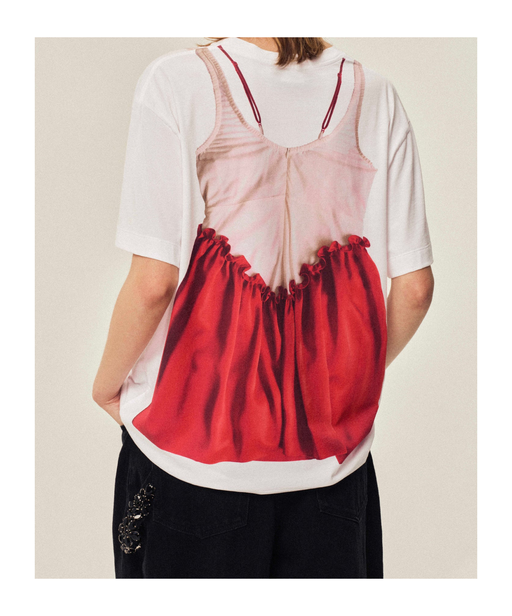 Shop Simone Rocha Negligee Tromp L'oeil T-shirt In Black