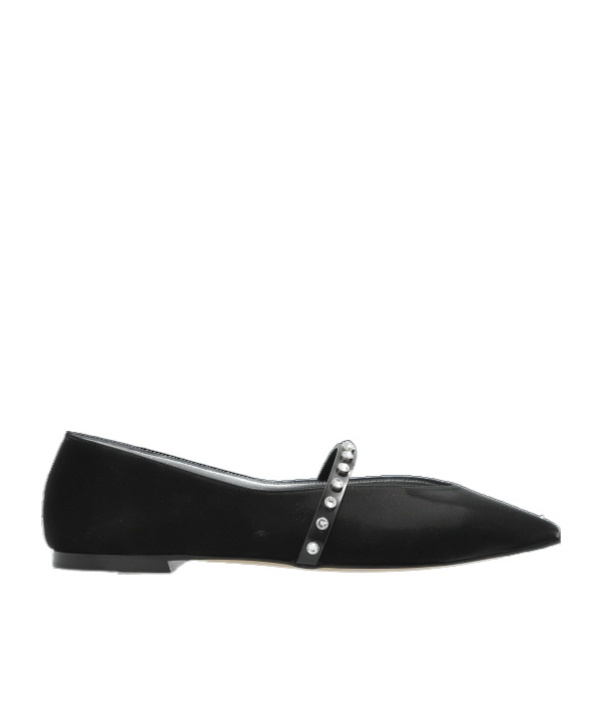 Alexander Mcqueen Mcqueen Crystal Embellished Pointed Toe Mary Jane Flat In Black