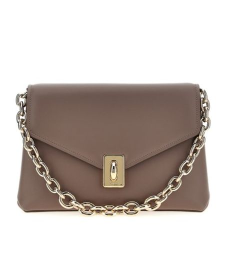 Furla Adjustable Chain Strap Shoulder Bag With Gold-tone Hardware In Gray