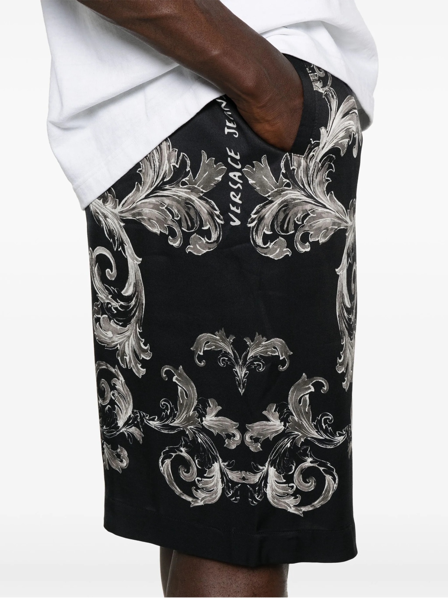 Versace Jeans Elastic Waist Shorts In Black