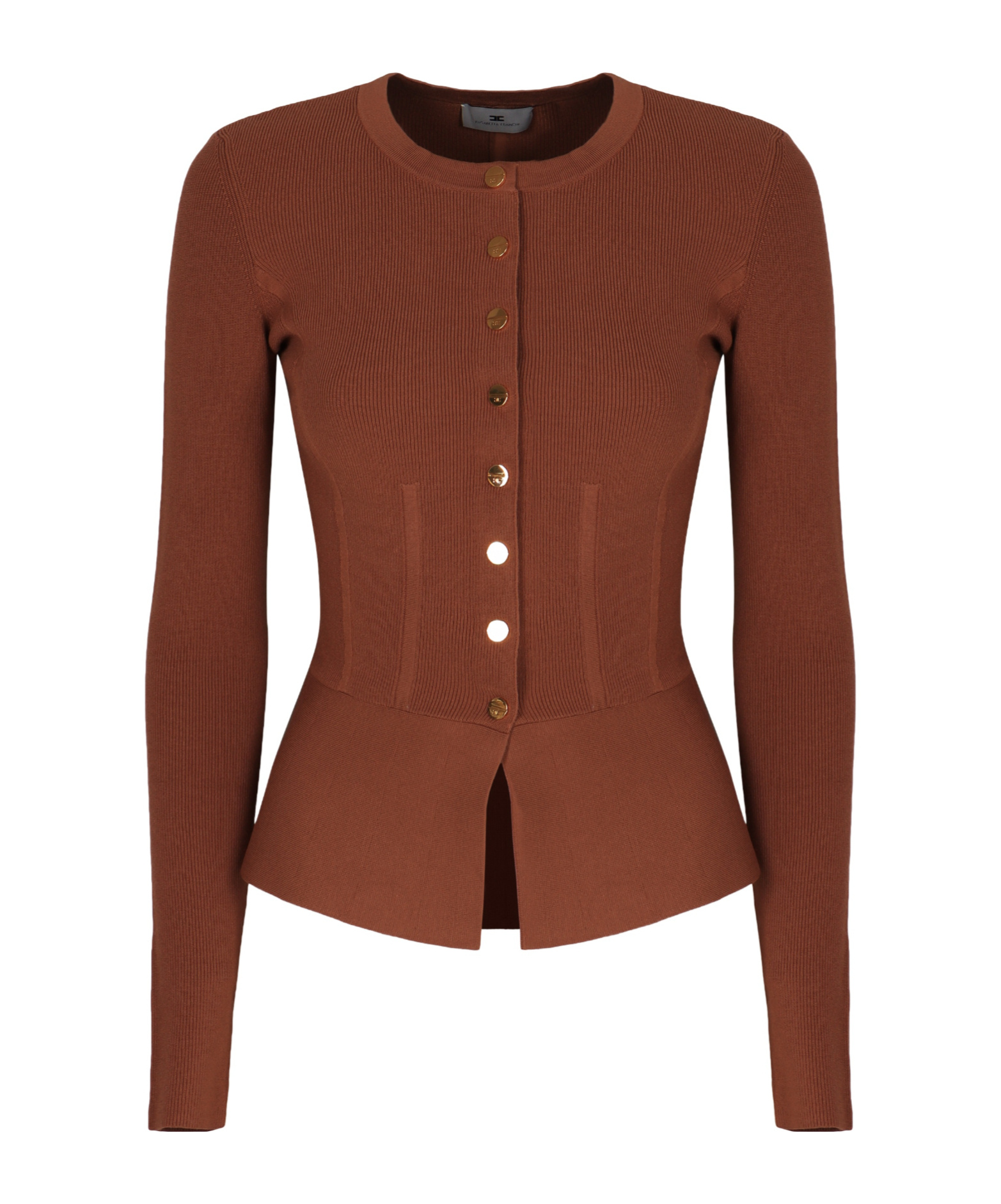 Elisabetta Franchi Ribbed Jewel-button Cardigan In Multi