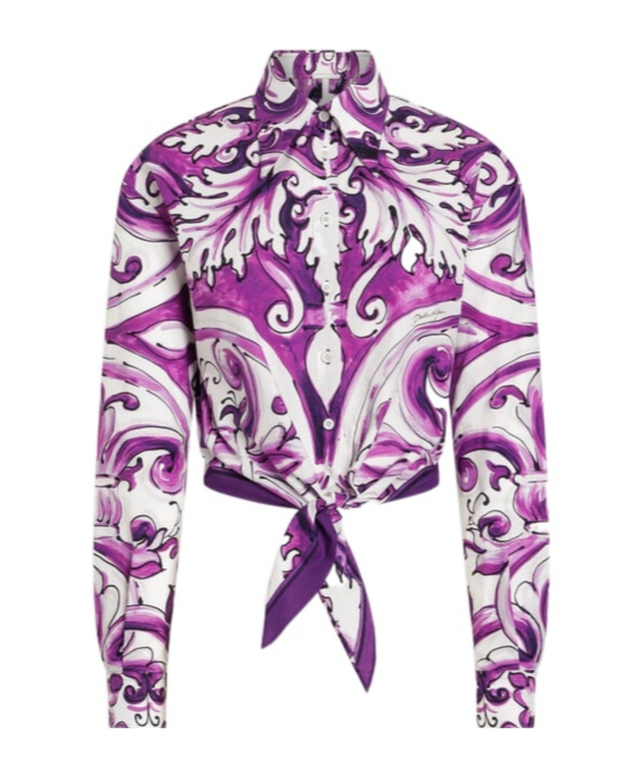 Dolce & Gabbana Graphic-print Cotton Shirt In Purple