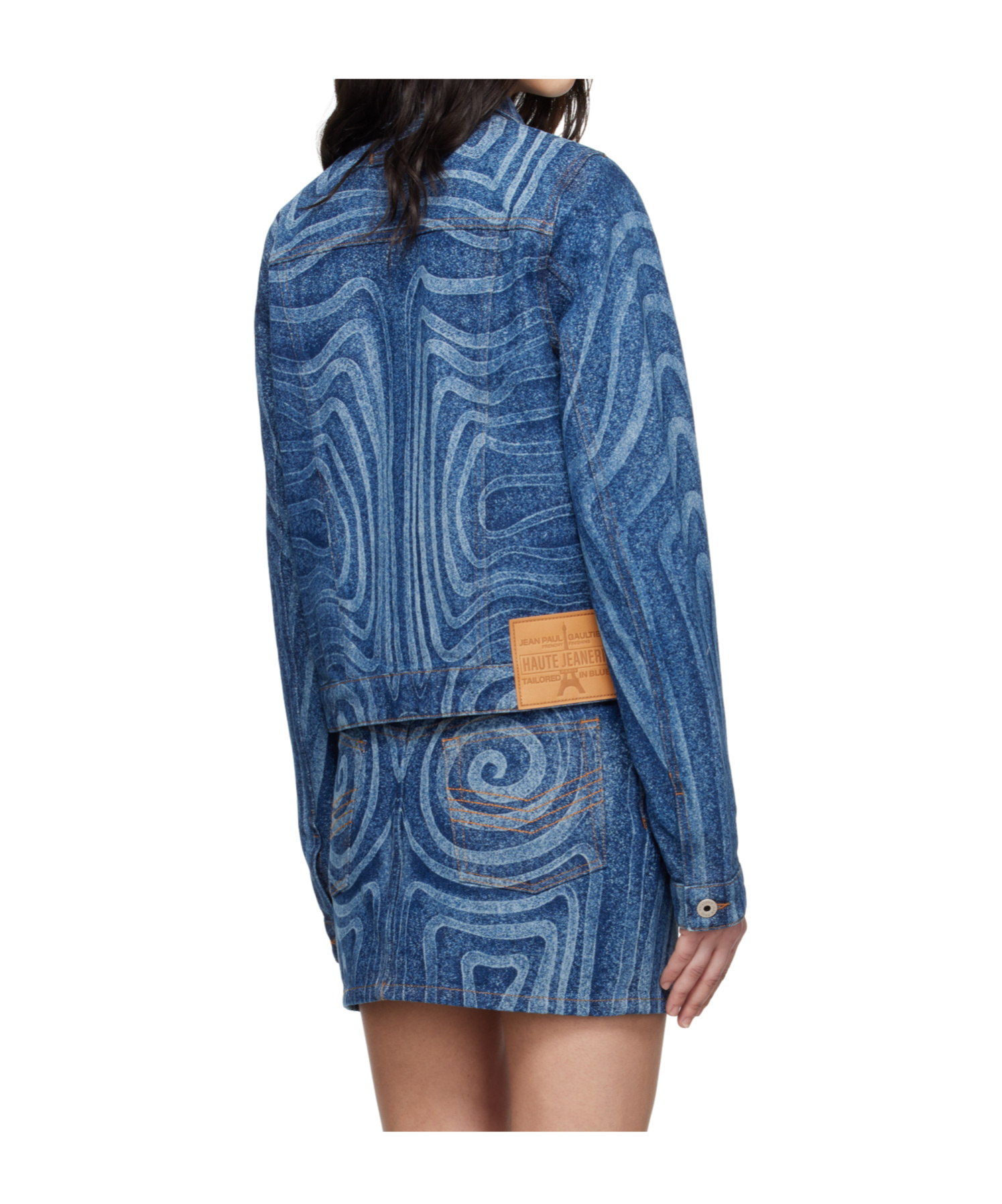 Jean Paul Gaultier Blue Spiral Denim Jacket In Blue