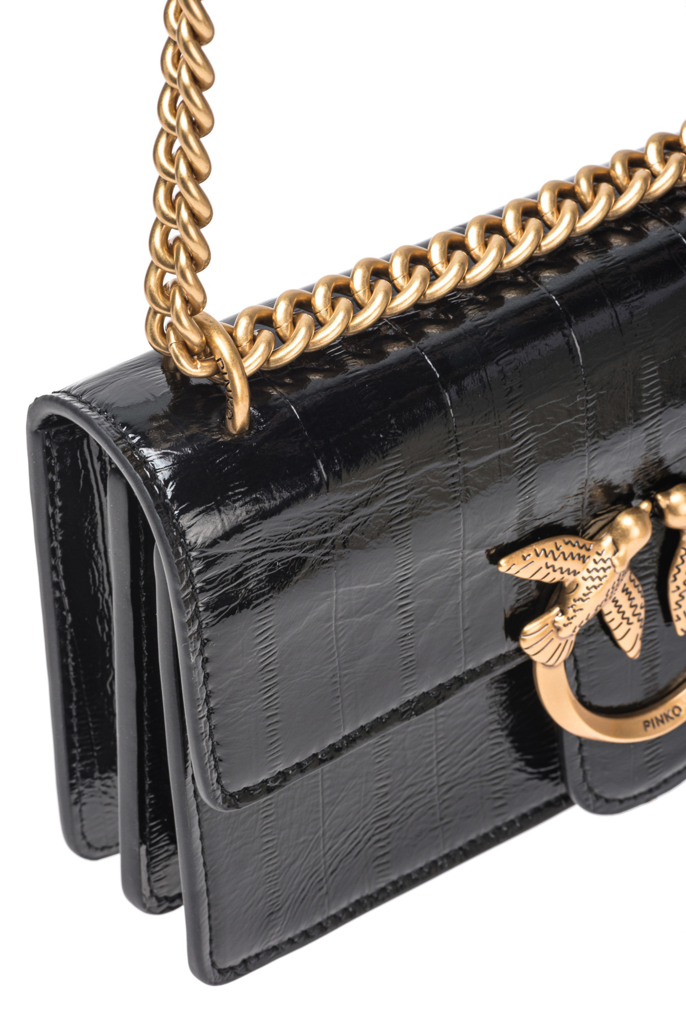 Shop Pinko Mini Flap Shoulder Bag In Black
