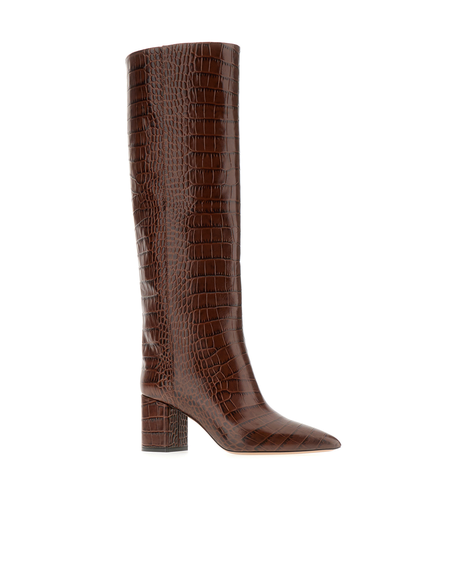 Paris Texas Anja Croco Block-heel Knee Boots In Brown