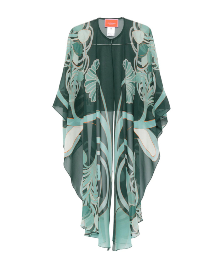 La Doublej Maria Floral Open Kaftan In Green