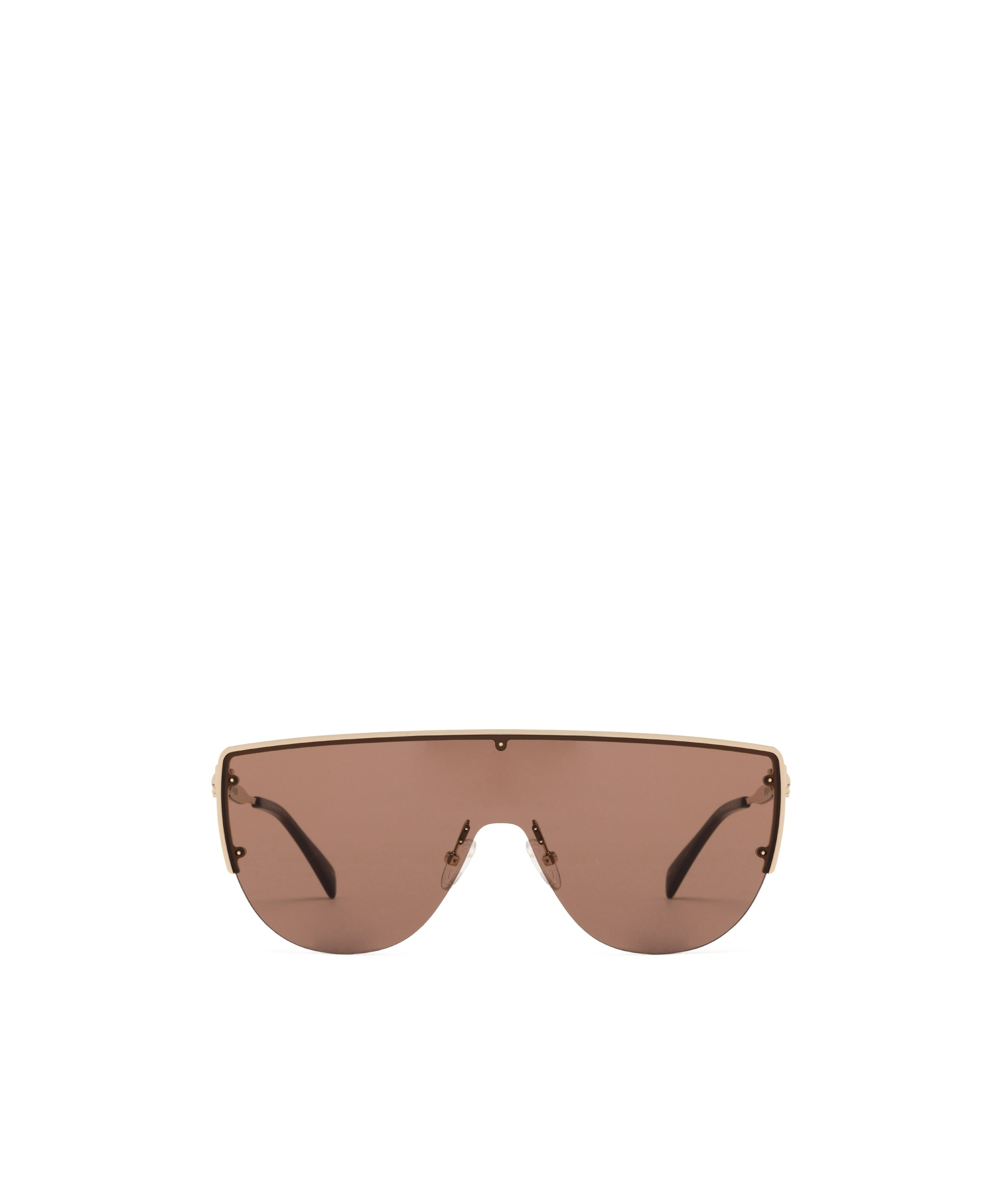 Alexander Mcqueen Skull-stud Shield-frame Sunglasses In Brown