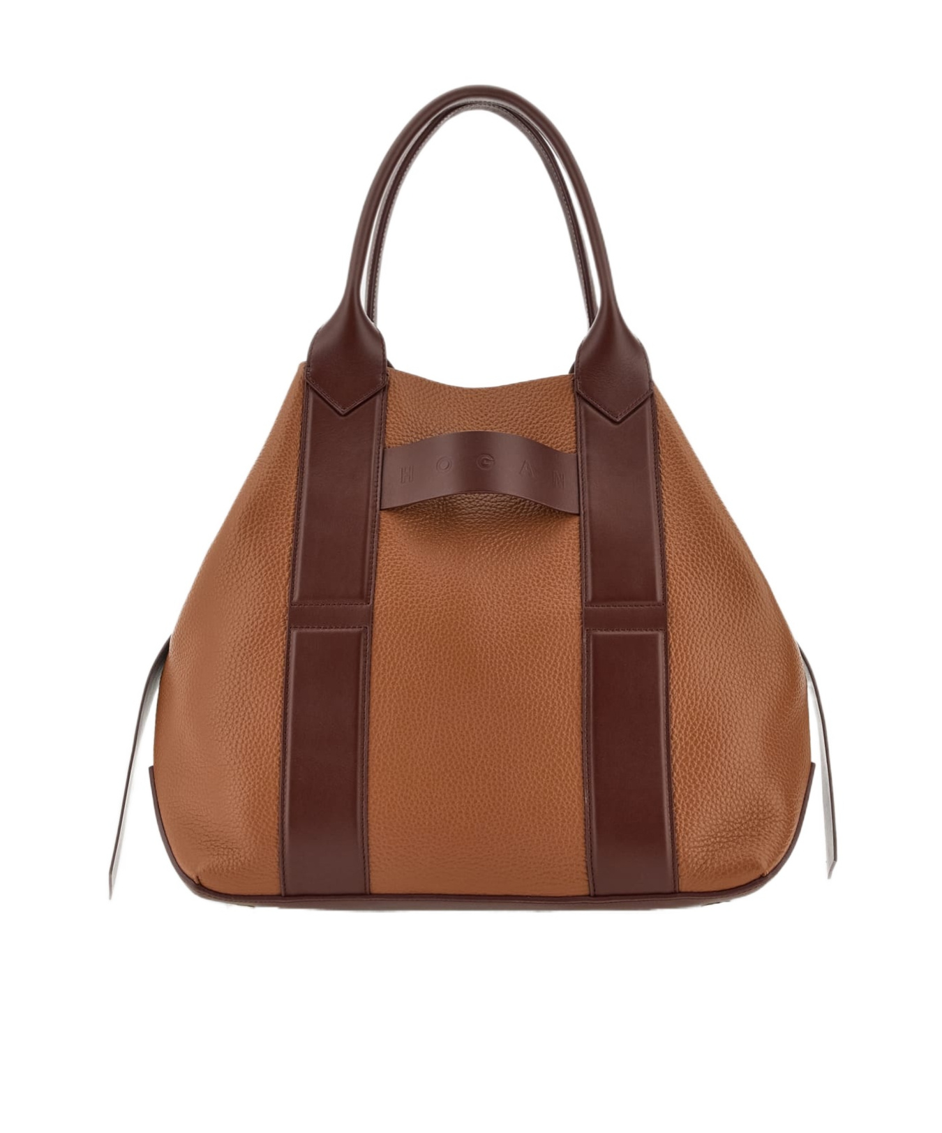 Hogan Structured Medium Shoulder Bag With Contrast Panels In Brown
