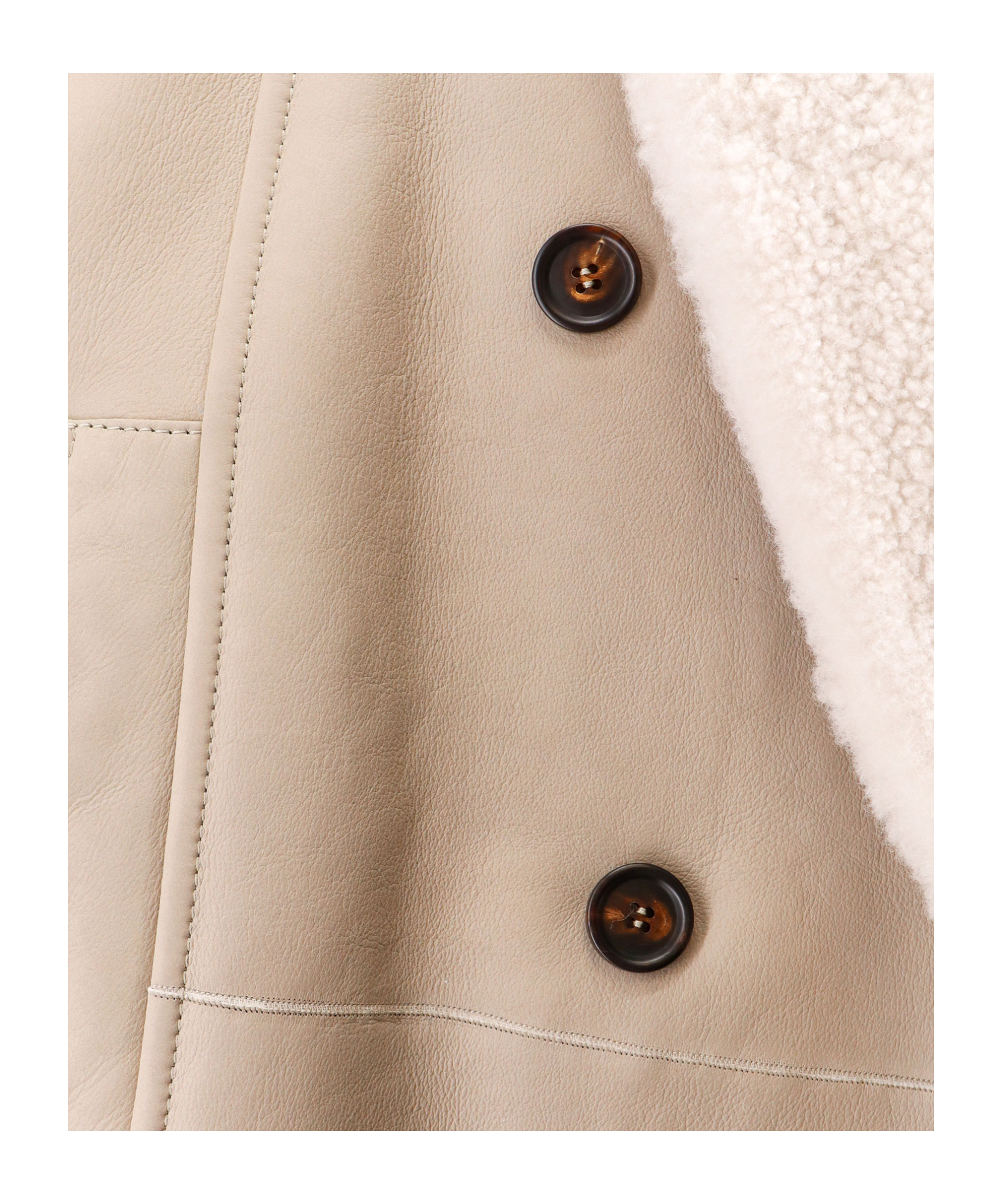 Brunello Cucinelli Reversible Fuzzy Shearling Outerwear With Jewellery In Nude
