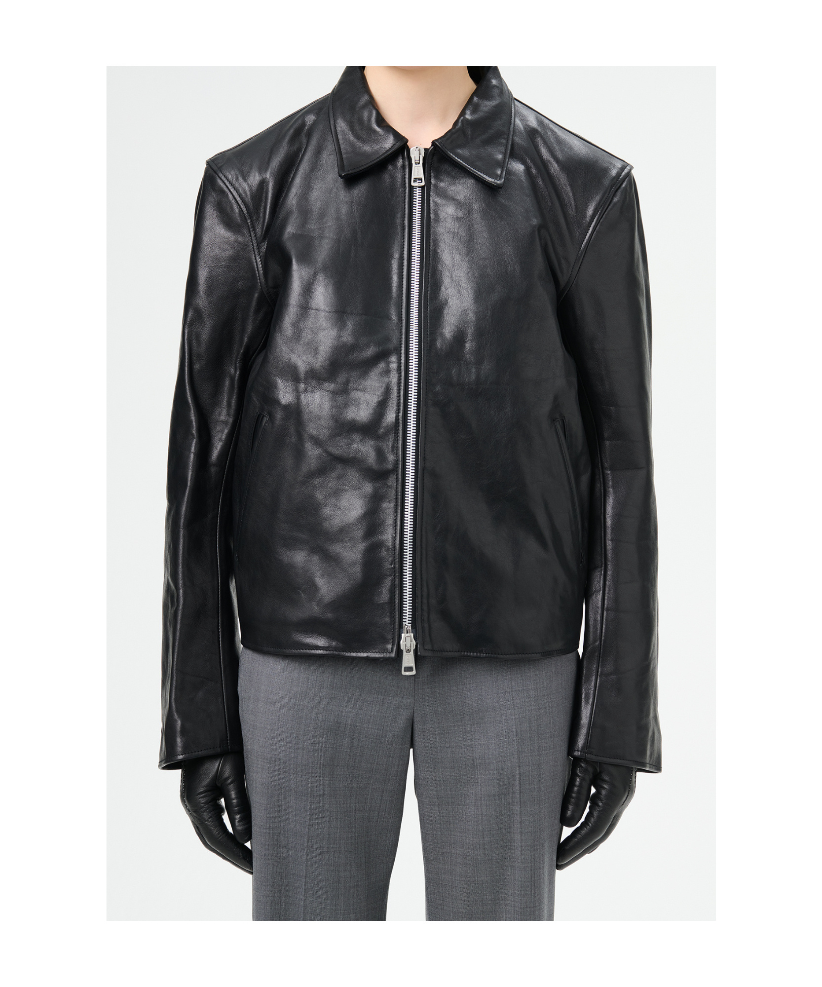 Shop Our Legacy Zippered Long-sleeved Leather Jacket In Black