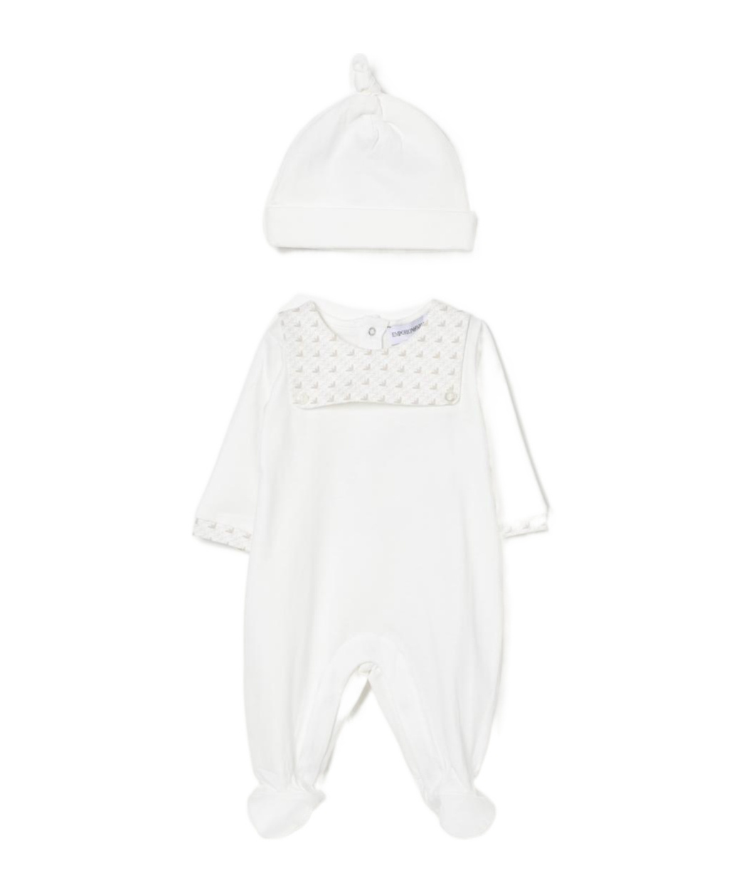 Emporio Armani Long-sleeve Jumpsuit And Hat Two-pack In White