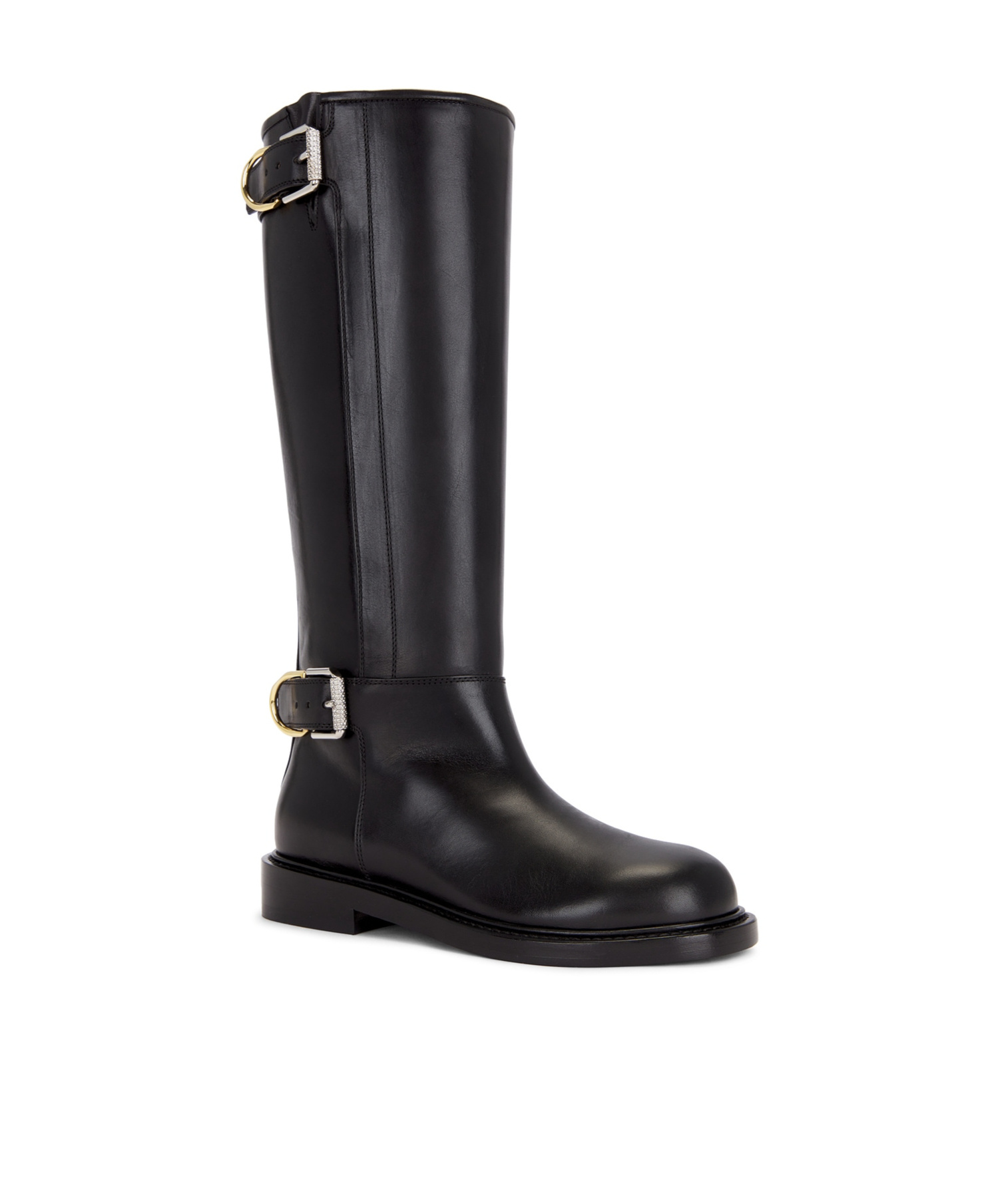 Givenchy Voyou Leather Buckle Tall Moto Boots In Black