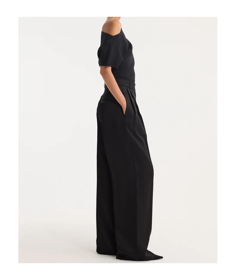 Rohe High-waisted Pleated Casual Pants In Black