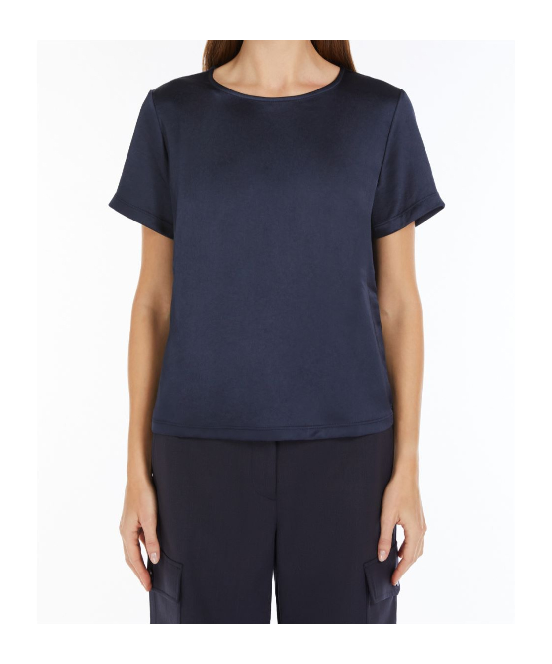 Weekend Max Mara Amburgo T-shirt In Satin And Jersey In Blue