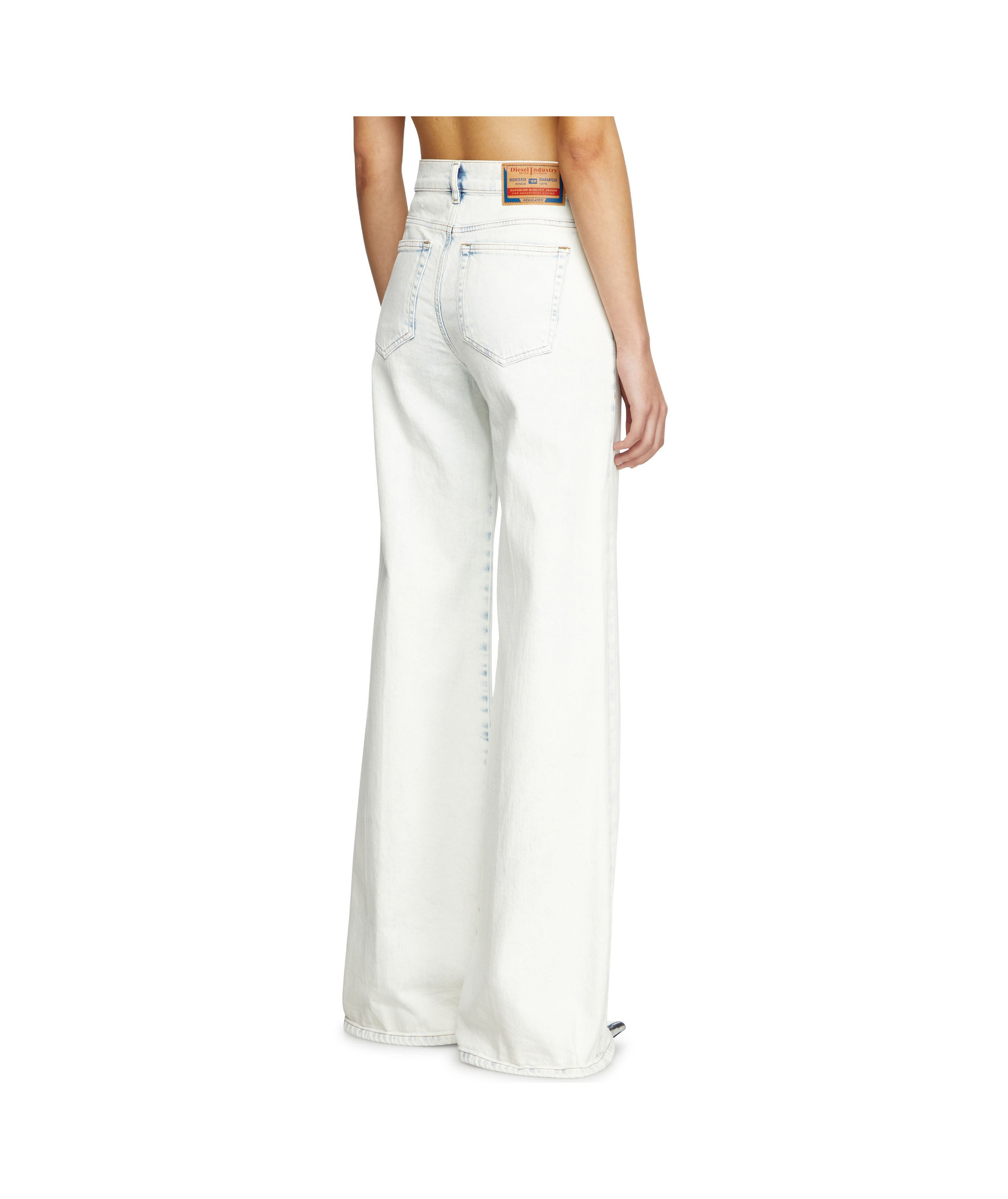Diesel D-akemi L.32 Wide-leg High-waisted Denim Pants In White