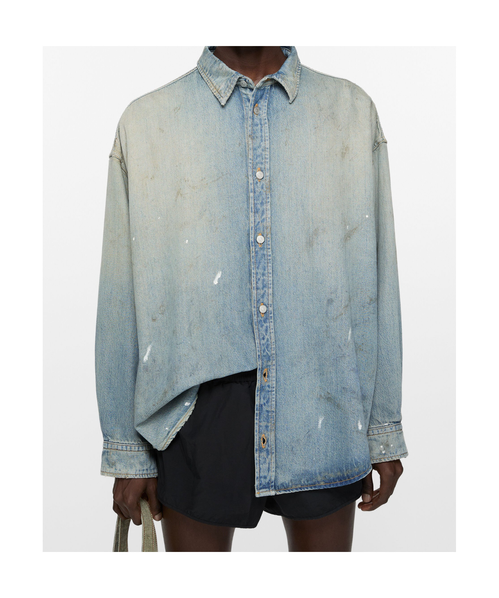 Acne Studios Denim Button-up Shirt In Gray