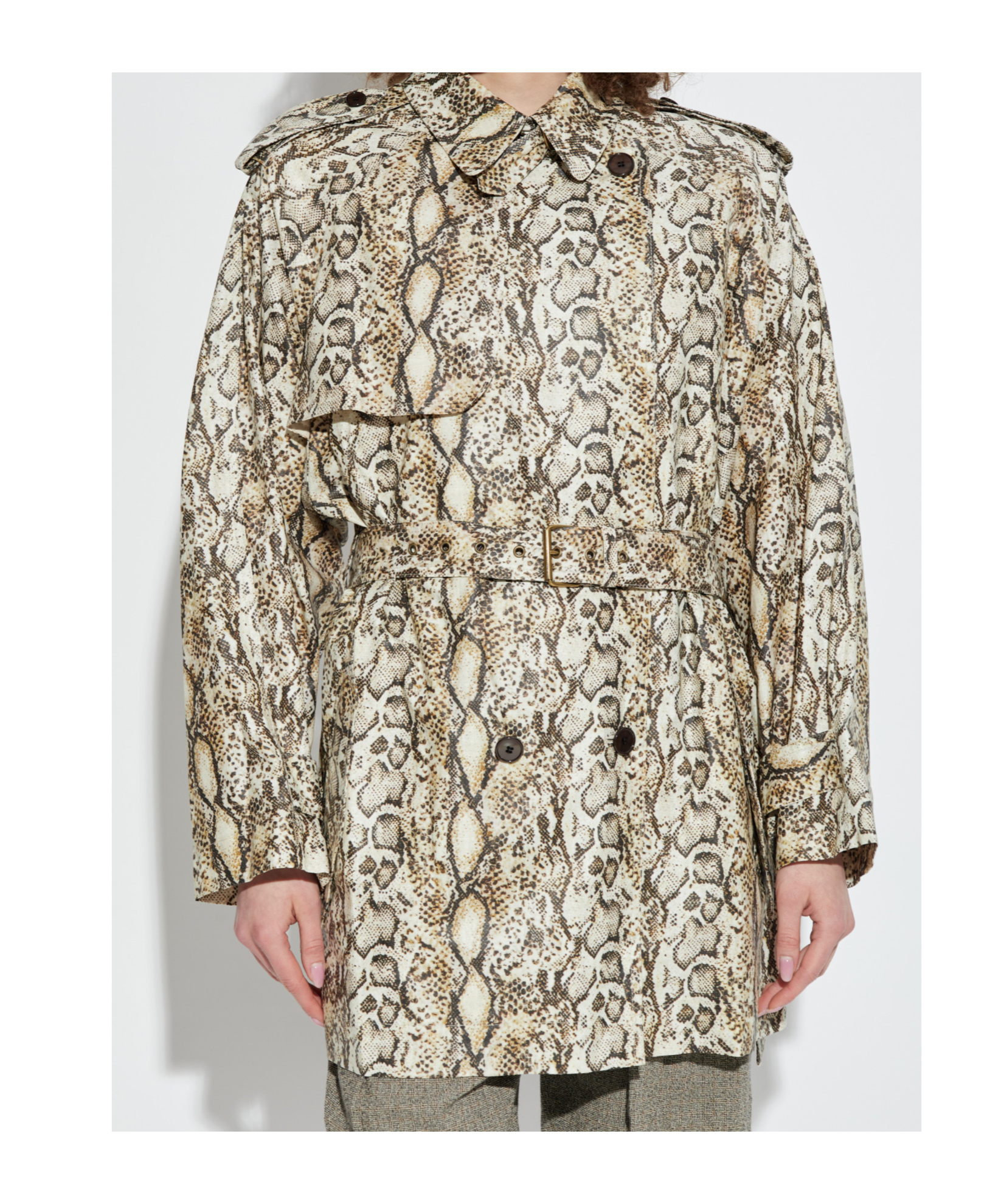 Isabel Marant Snakeskin-effect Trench Coat In White