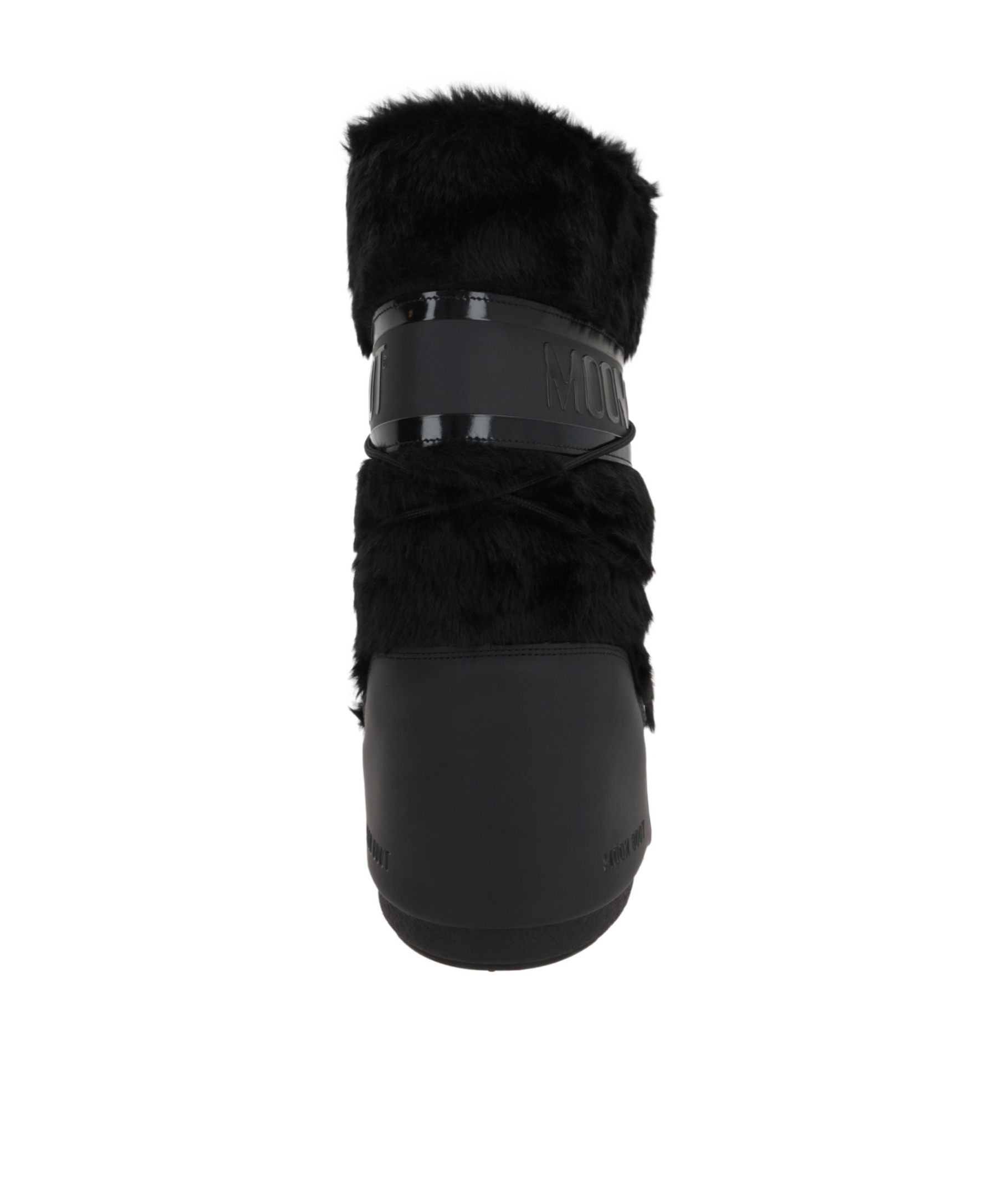 Moon Boot Black Eco Fur And Synthetic Leather Icon Boots In Black