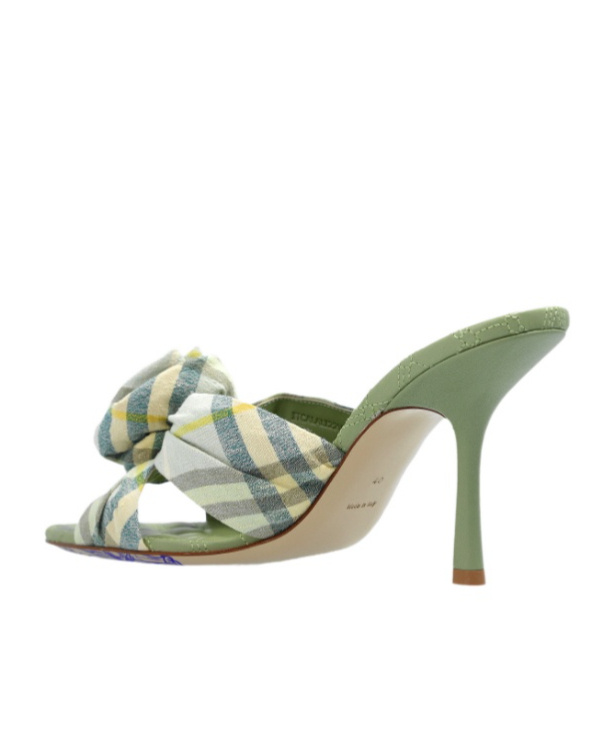 Burberry Fabric Embroidered Mews Mules With Knotted Detail In Multicolor